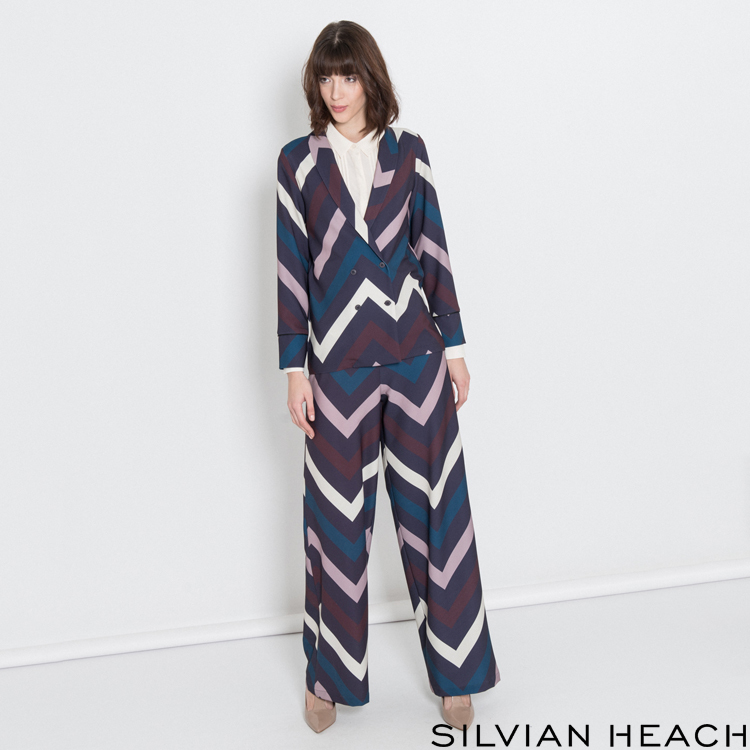 【SILVIAN HEACH】v型條紋寬管褲