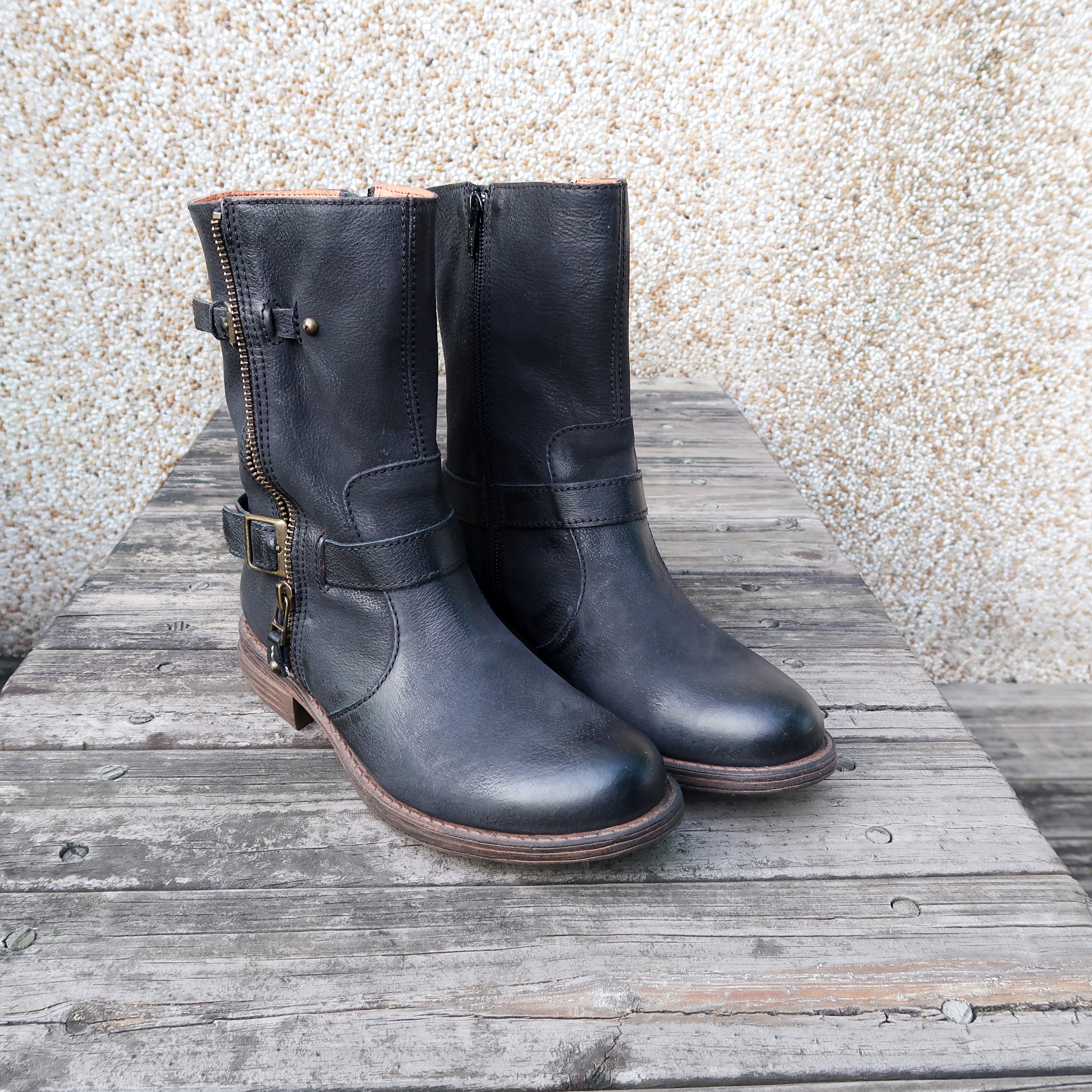 【不老騎士】霧面牛皮扣環騎士工程靴