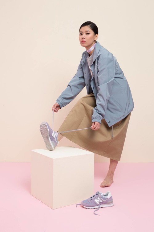 new balance 574 essential 粉嫩马卡龙复古球鞋 / 粉紫