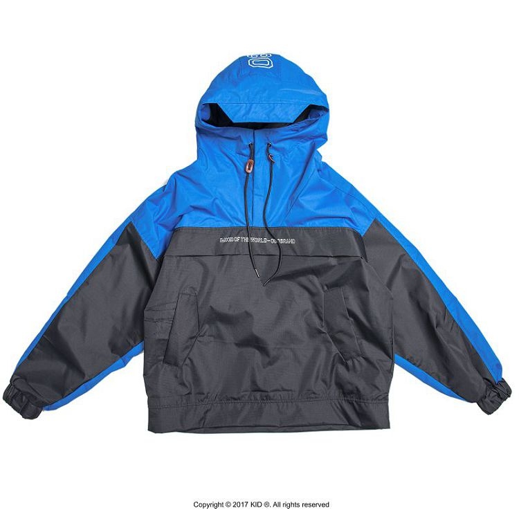 KID ® 連帽半拉鍊開襟機能外套 藍黑