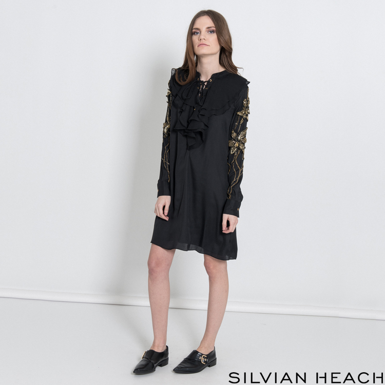 【SILVIAN HEACH】縫珠花卉長袖短洋裝