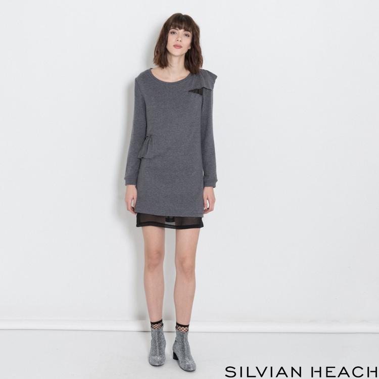 【SILVIAN HEACH】割破設計長袖短洋裝