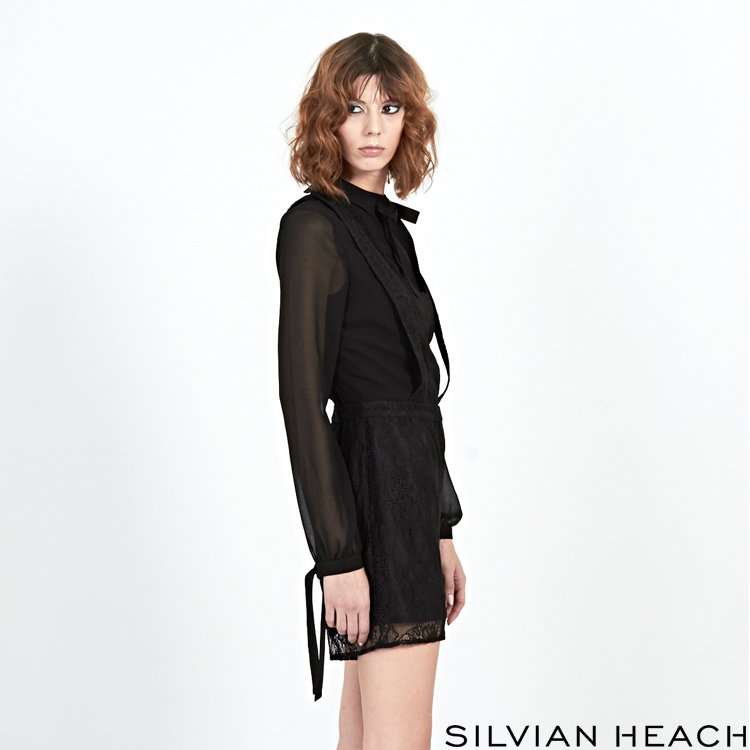 【SILVIAN HEACH】吊帶裝飾長袖連身短褲