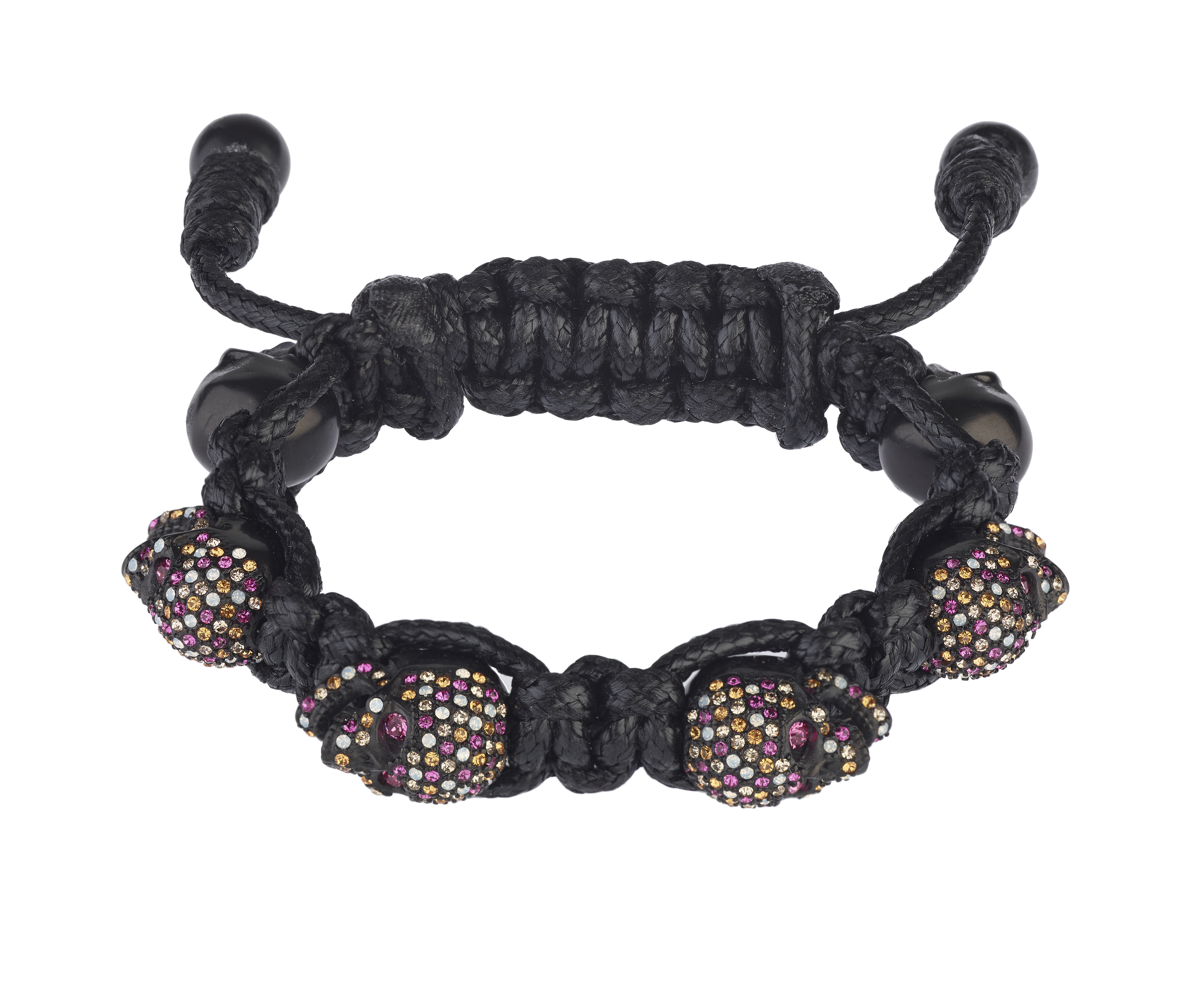 彩色水鑽黑骷髏黑色手環