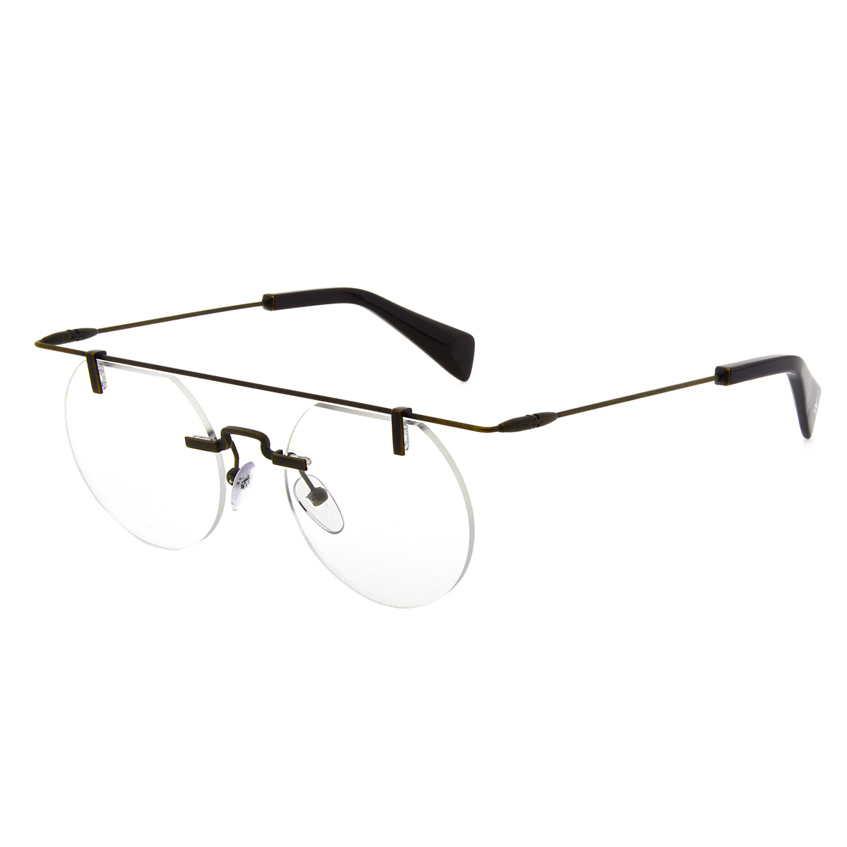 【Yohji Yamamoto】山本耀司日式禪風美學結構金屬無框光學眼鏡(黑 