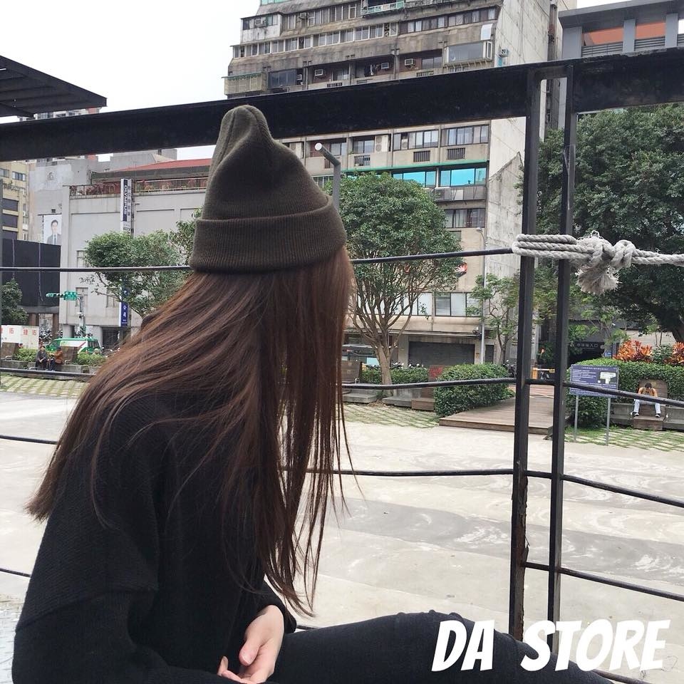 素面長版毛帽/可反折