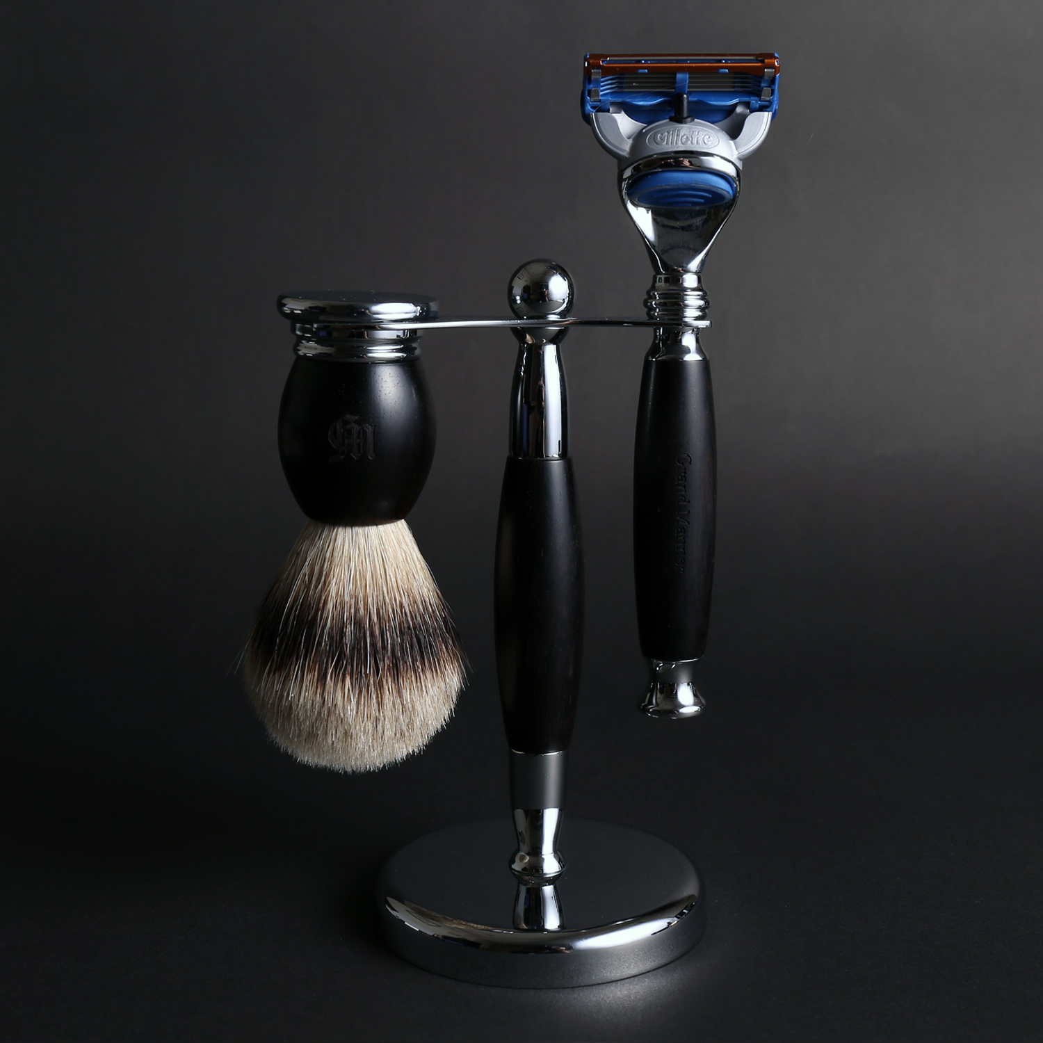 英國 Grand Manner 黑檀木 手動安全刮鬍刀組（Fusion / 鋒隱刀片 / 禮盒）