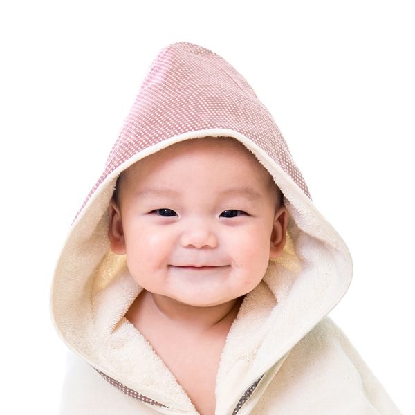 Nizio小蘑菇天然棉紗浴巾-粉紅點點