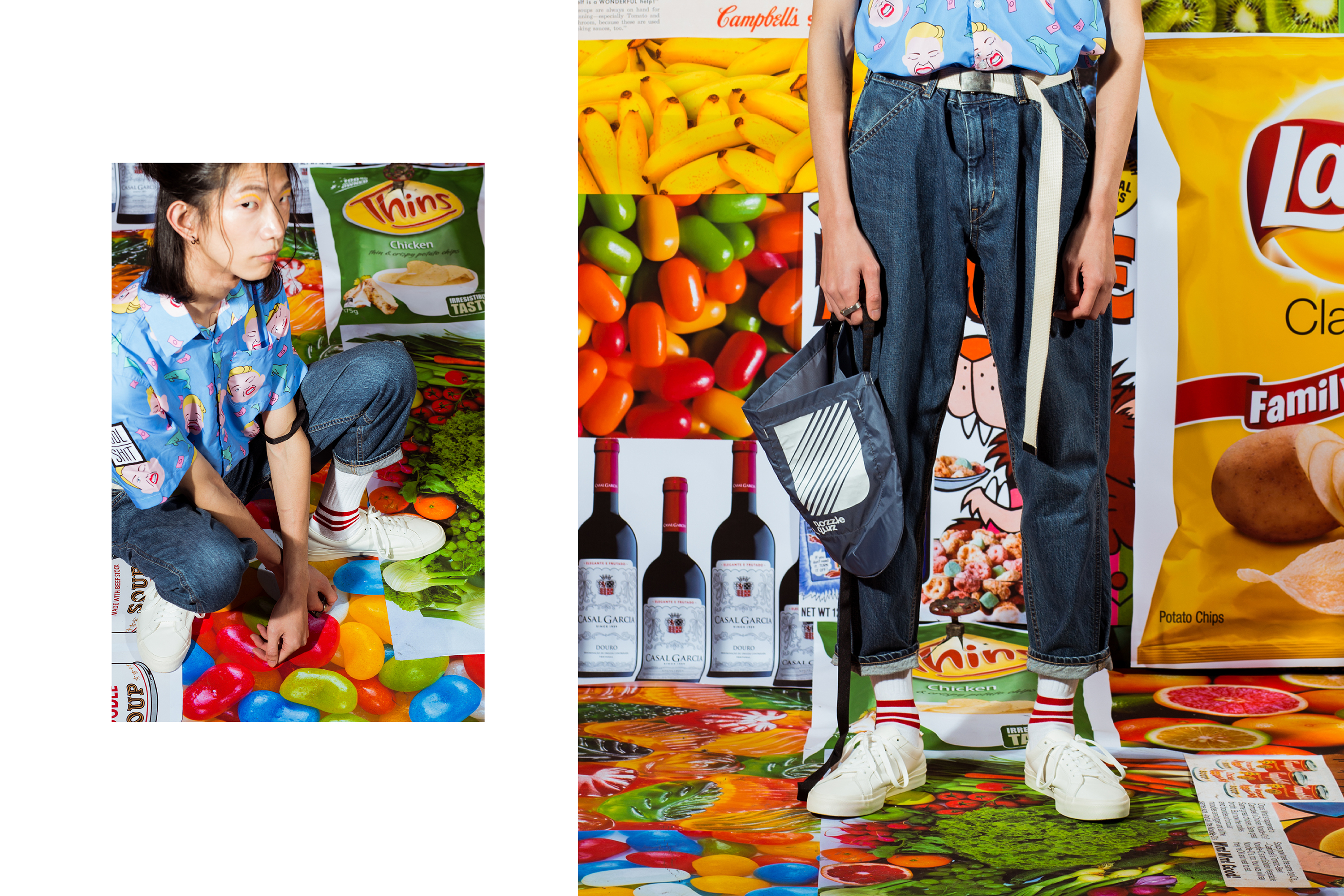 nozzle quiz 2018 Daily Shoopling, 推出素色條紋襪系列，以超市購物為主題。