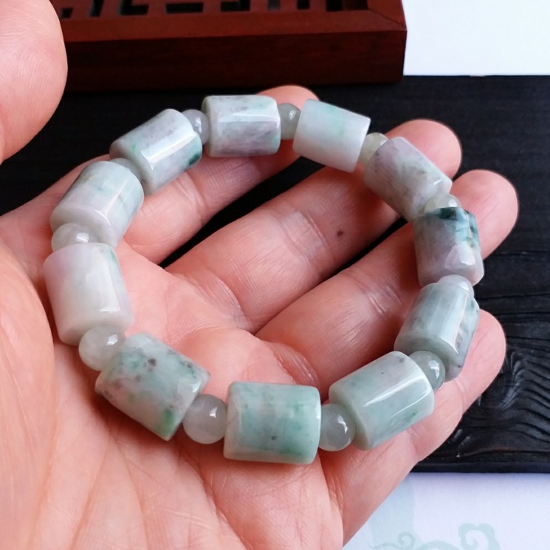 冰糯路路通手串, 天然翡翠A玉, 緬甸玉, Jade, Jadeite
