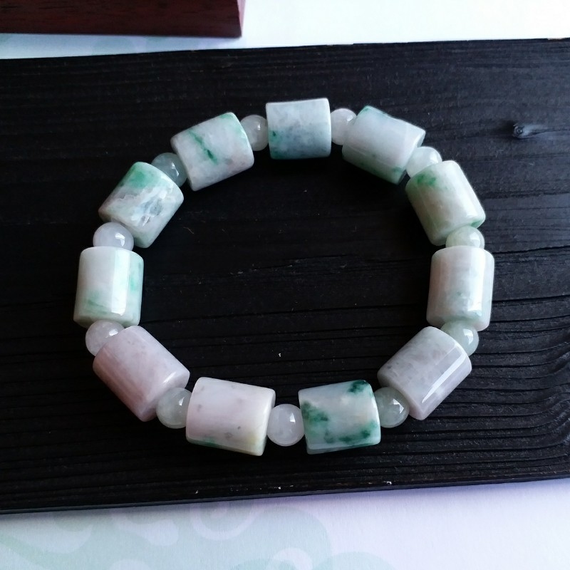 冰糯路路通手串, 天然翡翠A玉, 緬甸玉, Jade, Jadeite