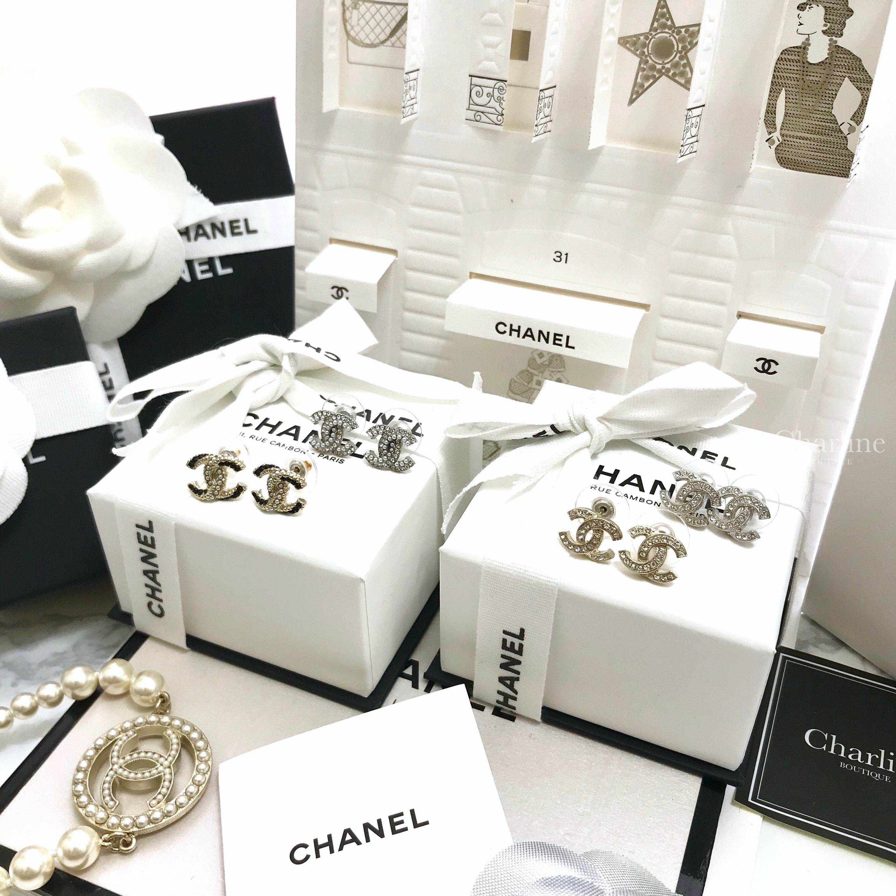 Chanel Earrings 金色CC鑲鑽耳環-Charline Boutique 精品代購