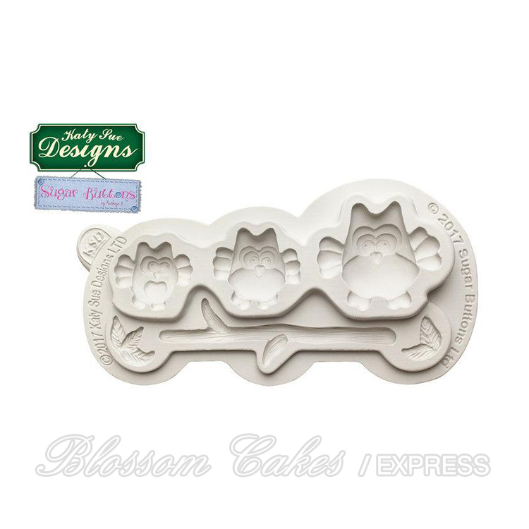 Katy Sue Sugar Buttons - Owls - Silicone Mould