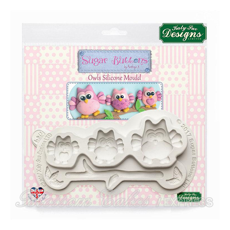 Katy Sue Sugar Buttons - Owls - Silicone Mould