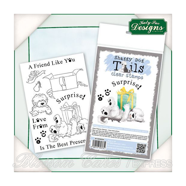 Katy Sue Shaggy Dog Tails Stamps - Surprise Present Clear Stamp Set