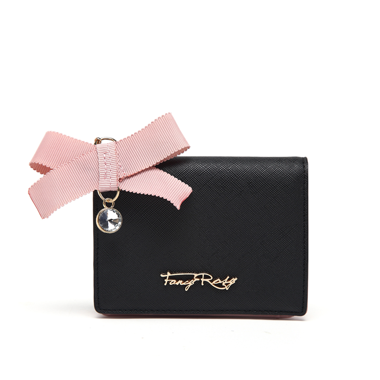 Fancy Ribbon Bow Bow Rhinestones Fold Wallet