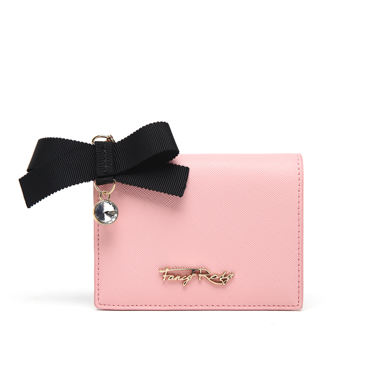 Fancy Ribbon Bow Bow Rhinestones Fold Wallet