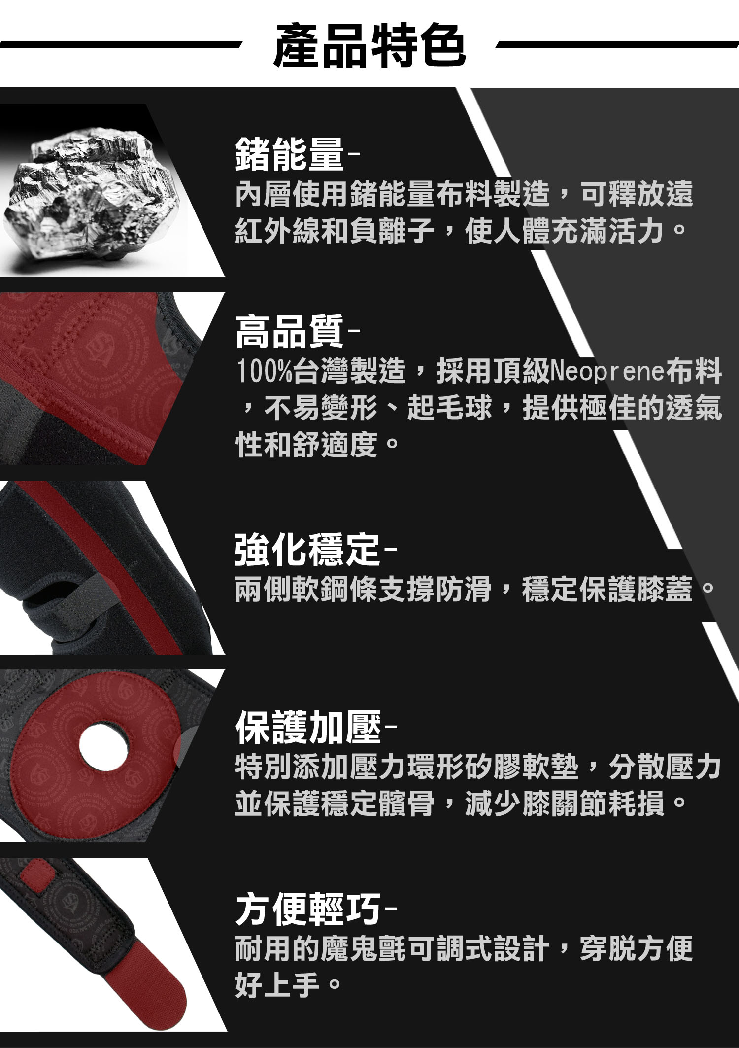 全新系列紗比優可調式護膝採用鍺元素對人體健康有幫助