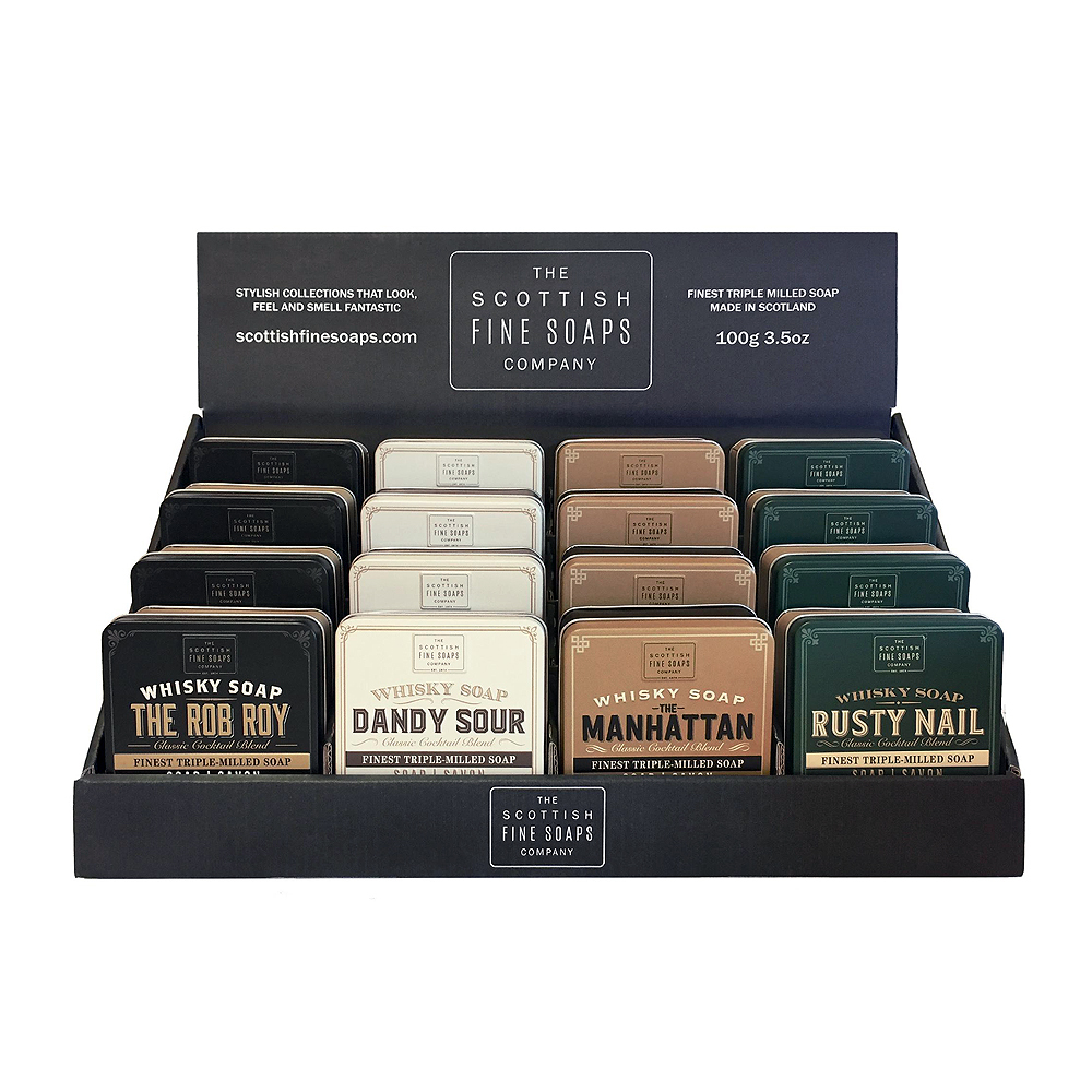 英國 Scottish Fine Soaps - 威士忌系列 紳士香氛沐浴皂 3件組（男子漢＋鏽釘子＋曼哈頓）