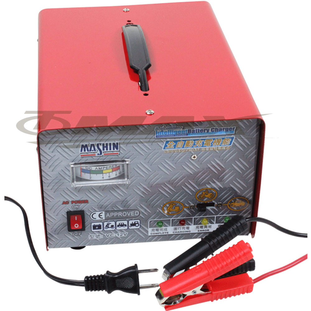 麻新全新款汽機車微電腦全自動充電器FEB-12/24-08 12V/24V+ 高級胎壓表 破盤下殺