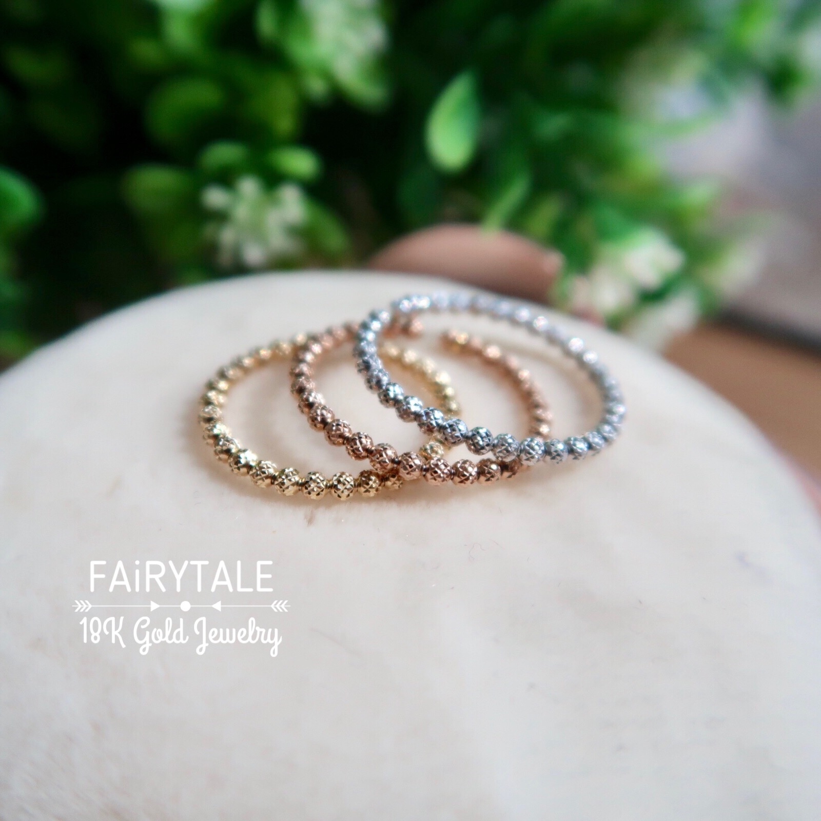 18K金日本鐳射珠戒指