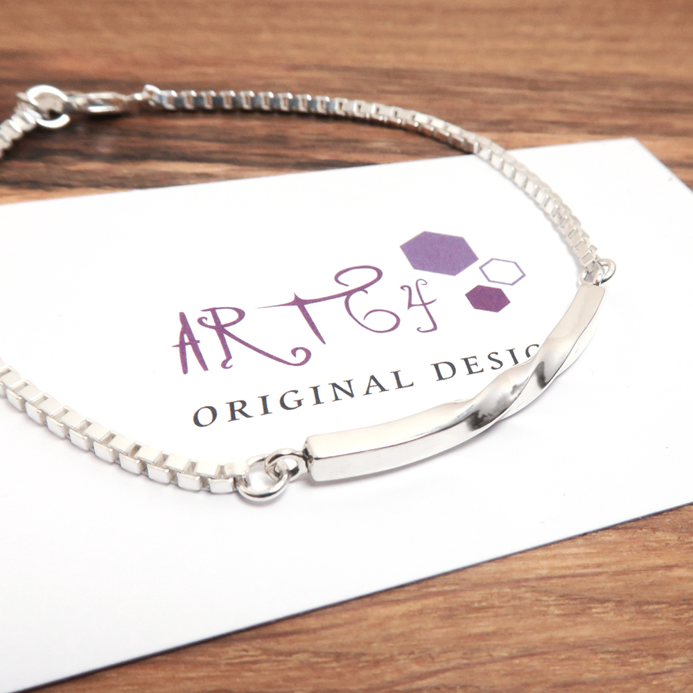 限量絕版設計 幾何方扭手鍊(大) 925純銀手鍊