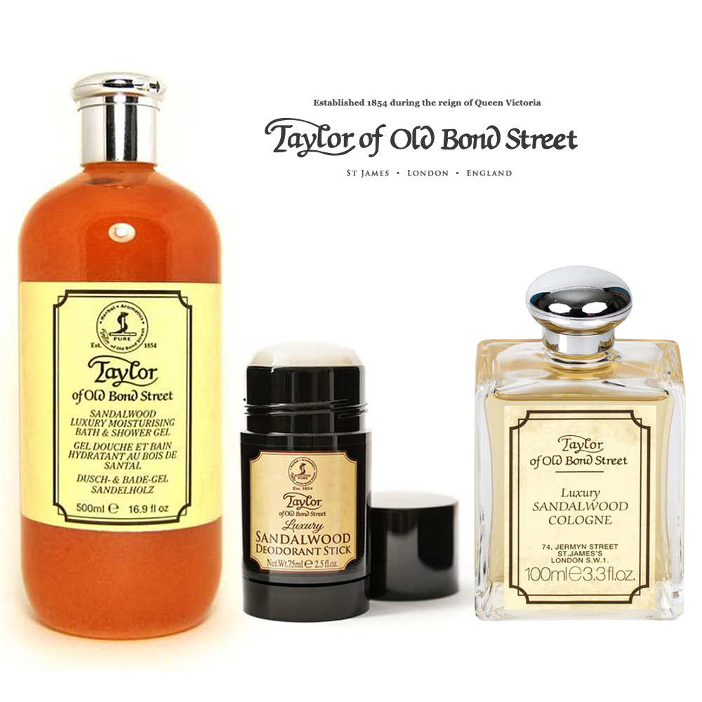 英國 Taylor of Old Bond Street 經典檀香 古龍水＋體香膏＋沐浴乳 3件優惠組