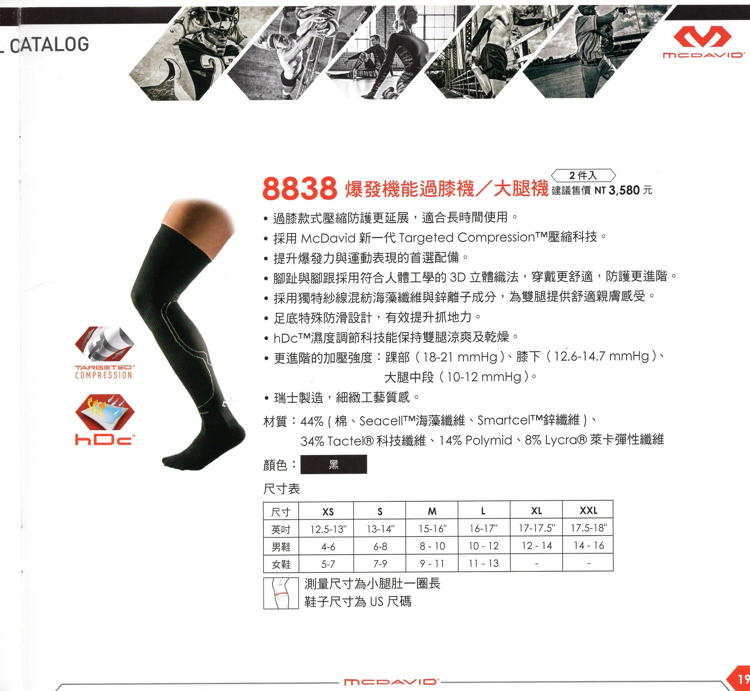 【McDavid】8838 爆發機能過膝襪／大腿襪 (一組2件)