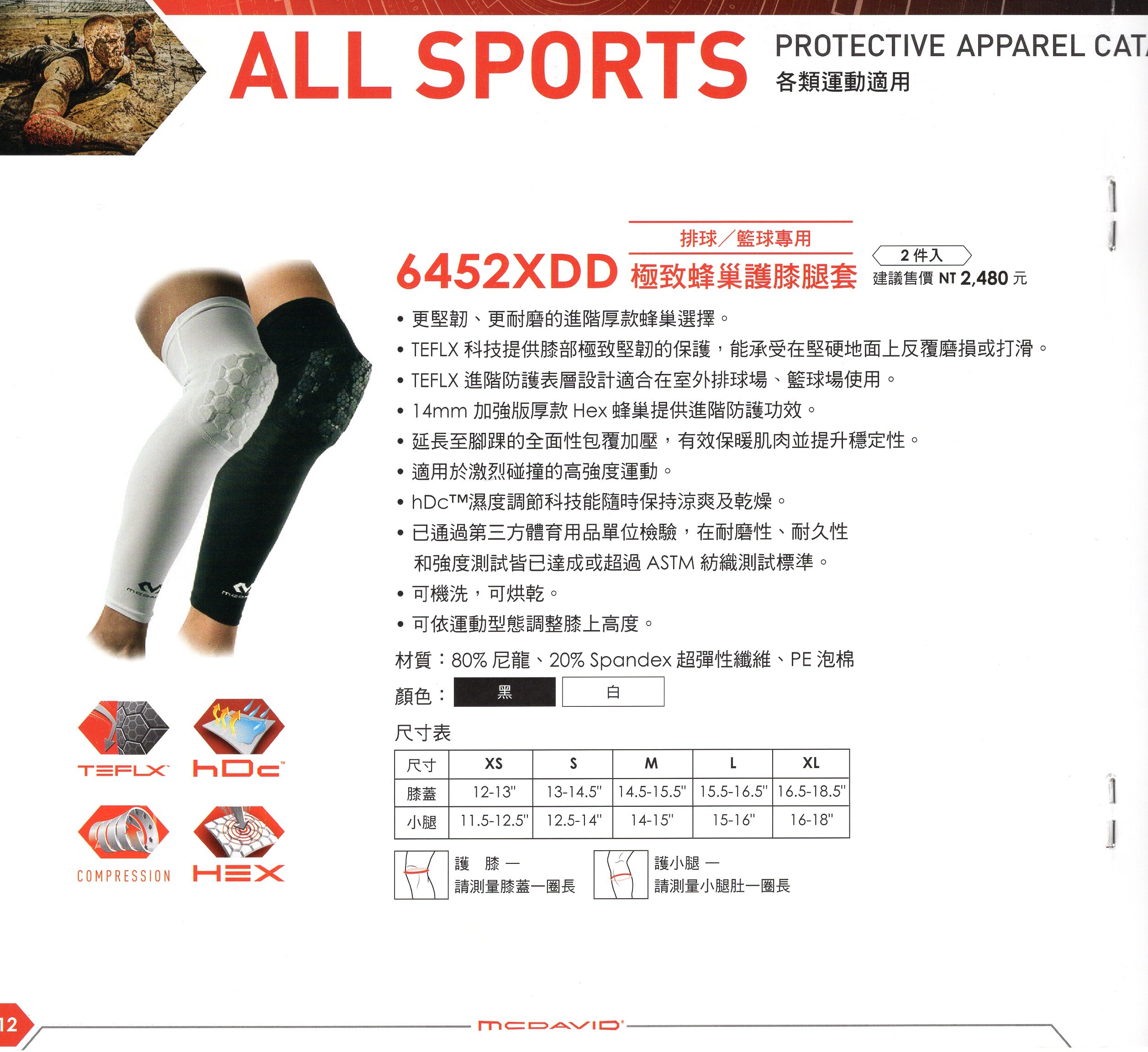 【McDavid】 6452XDD 極致蜂巢護膝腿套 (一組2件)