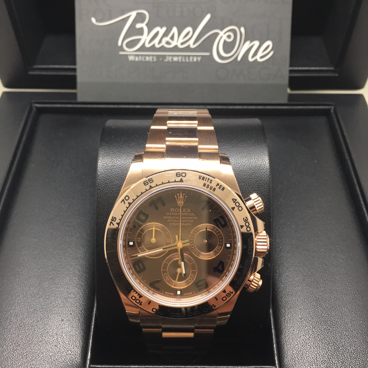 DISCONTINUED BRAND NEW ROLEX 116505 OYSTER PERPETUAL COSMOGRAPH DAYTONA ROSE GOLD CHOCO DIAL