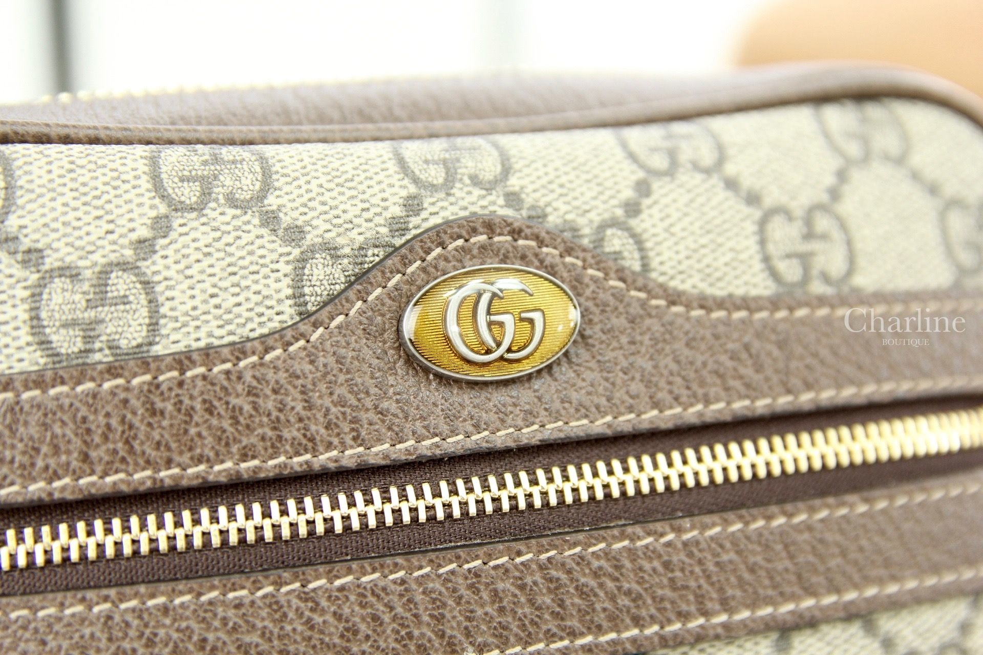 Gucci Ophidia GG Supreme mini bag 米色/烏木色GG紅綠條紋迷你肩背包  ‎