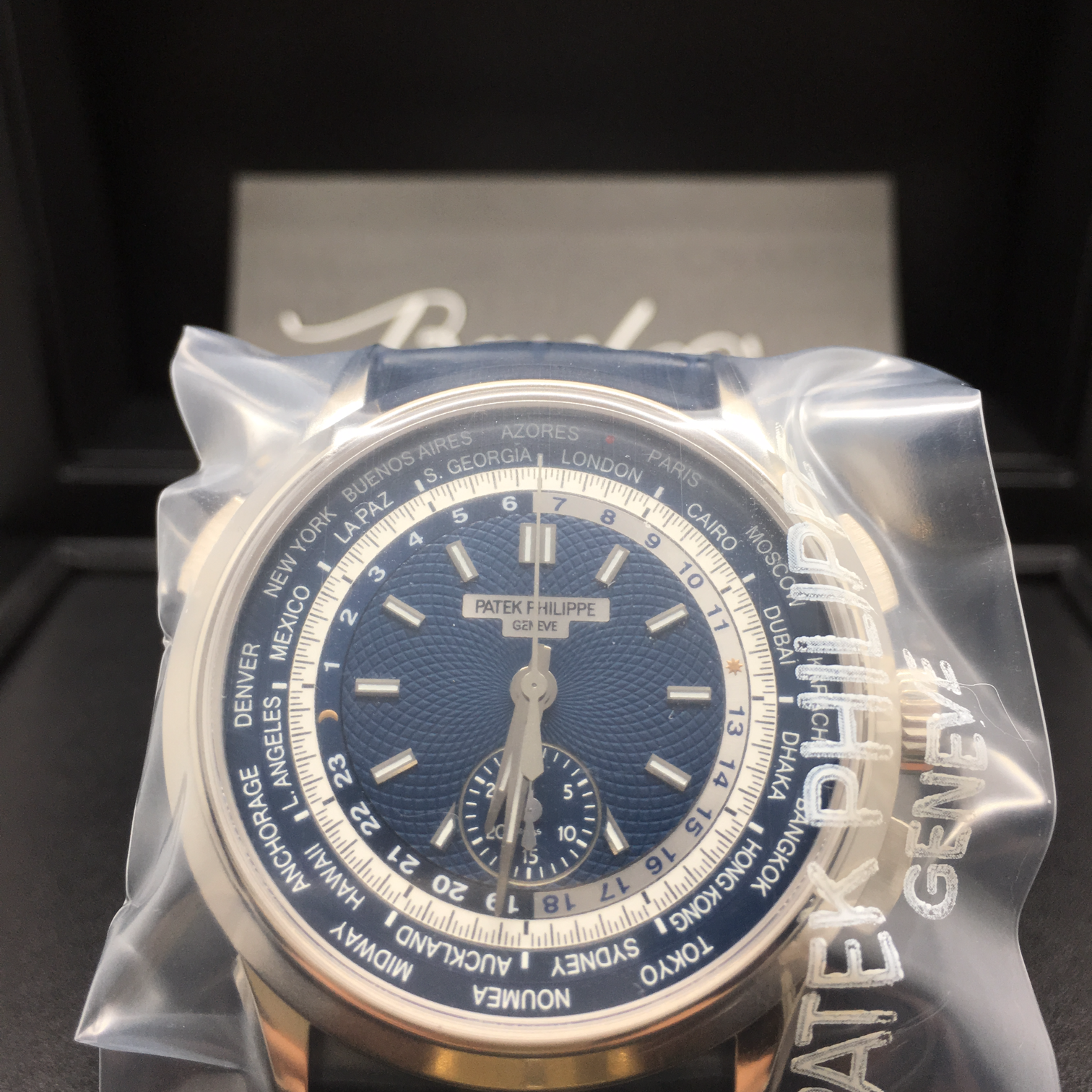 Discontinued BRAND NEW 5930g 5930 PATEK PHILIPPE WHITE GOLD Men WORLD TIME CHRONOGRAPH COMPLICATIONS