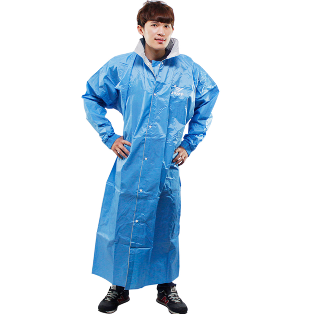 JUMP新二代前開素色雨衣-藍色-超大5XL 破盤下殺 OMAX歐妹思購物網