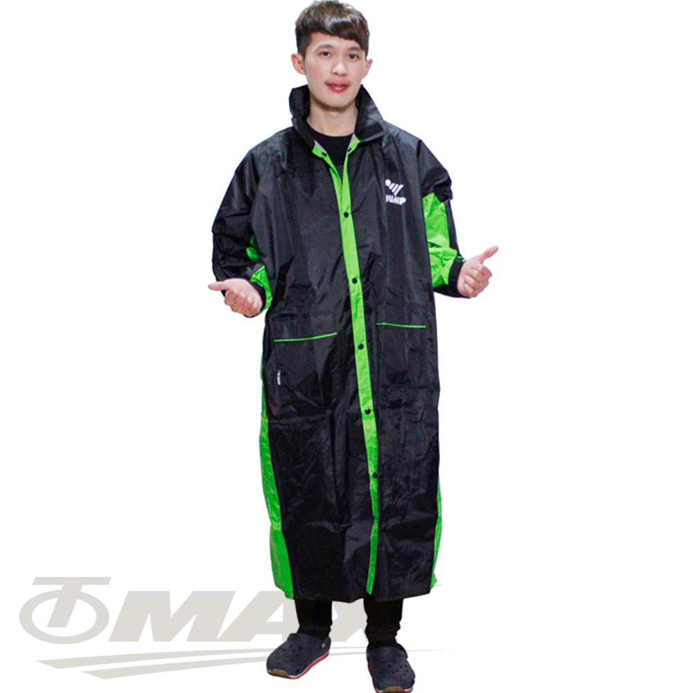 【破盤清倉↘】JUMP新二代新帥前開式休閒風雨衣-綠黑-超大5XL-OMAX歐妹思購物網