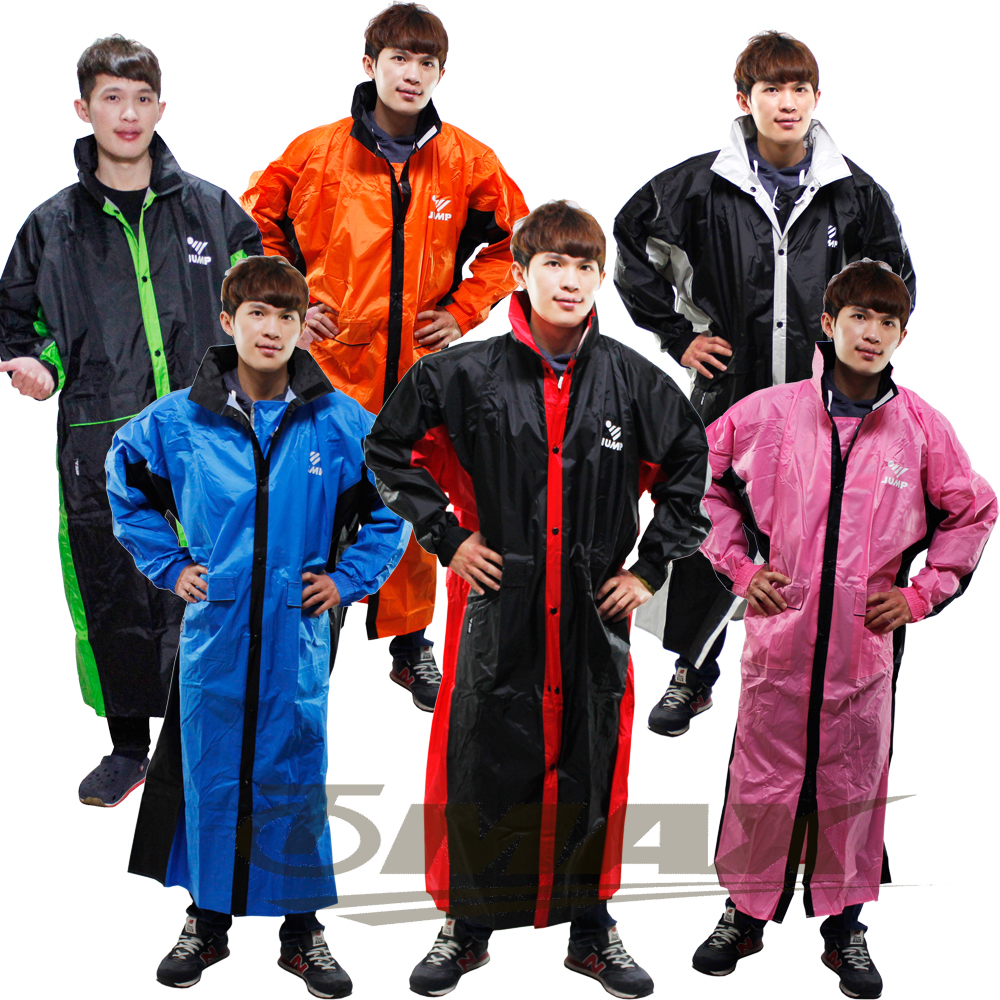 【破盤下殺↘】JUMP新二代新帥前開式休閒風雨衣-橘黑-超大5XL-OMAX歐妹思購物網