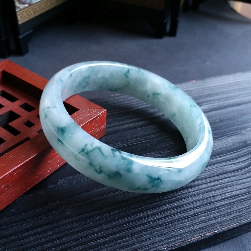 冰種飄蘭花玉鐲 60mm, 天然翡翠A玉, 緬甸玉, Jade, Jadeite