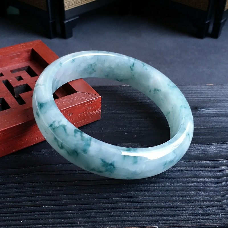 冰種飄蘭花玉鐲 58.6mm, 天然翡翠A玉, 緬甸玉, Jade, Jadeite