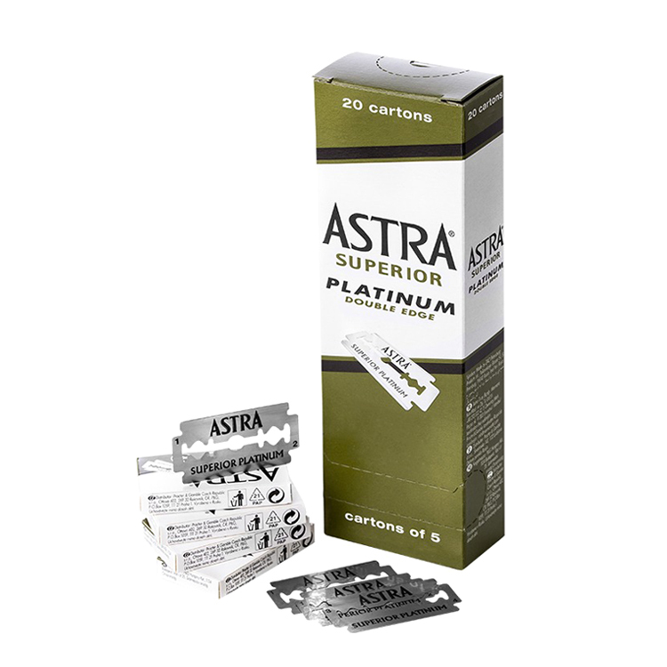 俄羅斯 Astra - 極致白金 雙面刮鬍刀片（100片 / 通用傳統復古雙刃安全刮鬍刀）