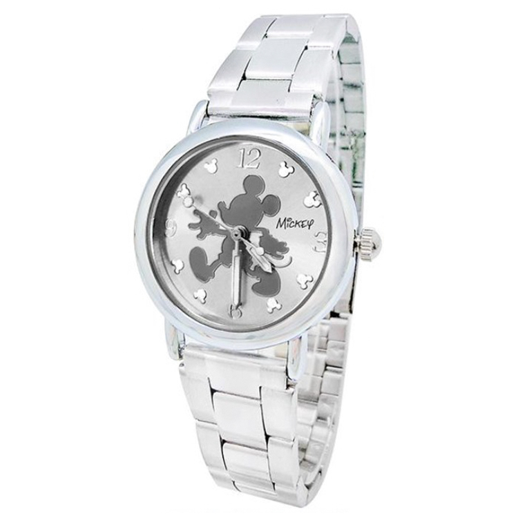 【迪士尼】鋼帶手錶-銀色剪影米奇