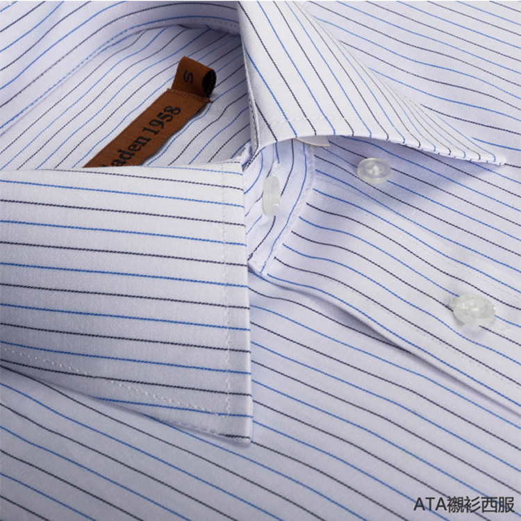 韓版防皺 白底藍黑線條