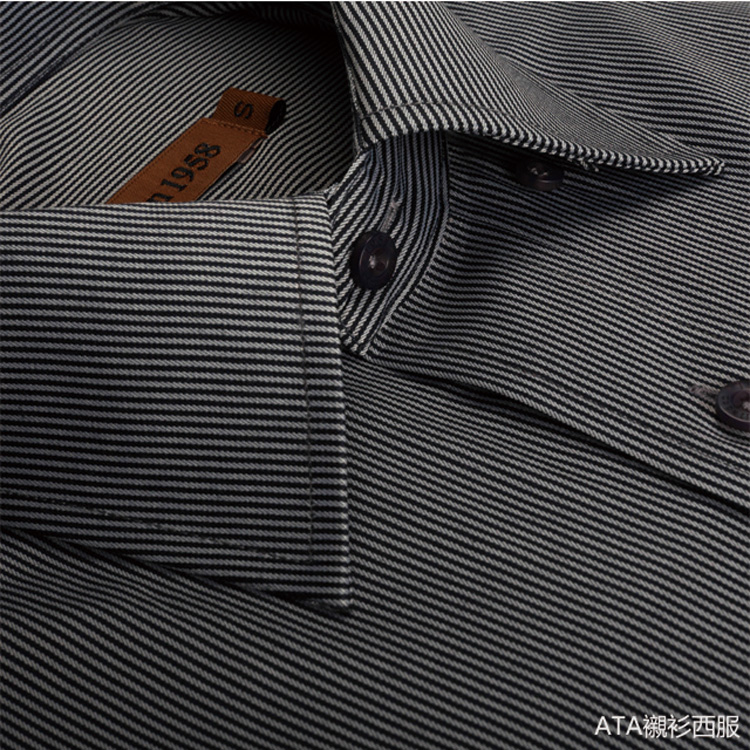 韓版防皺 黑灰直紋