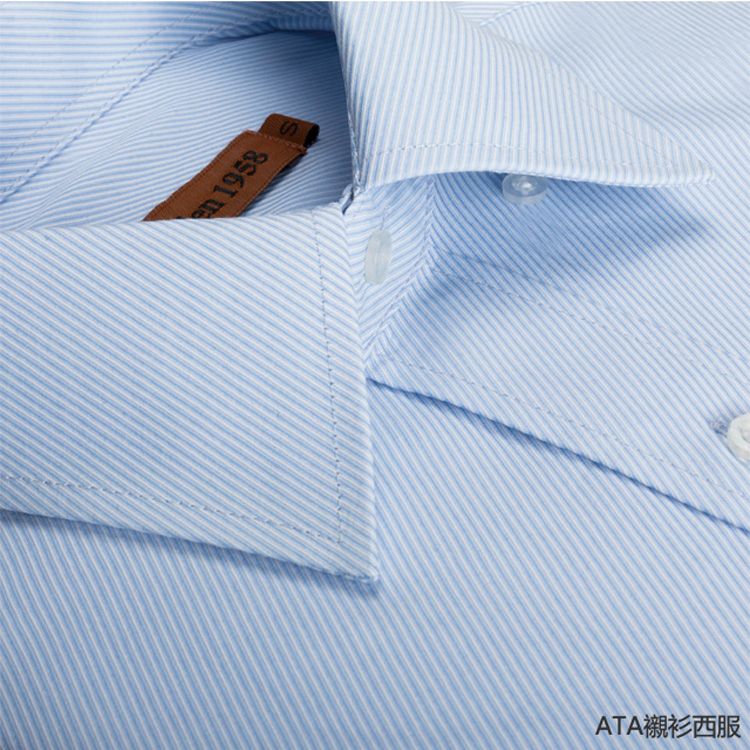 韓版防皺 藍色斜紋