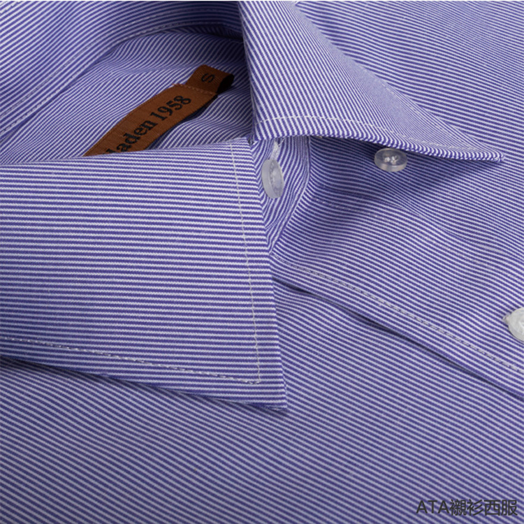 韓版防皺 紫色直紋