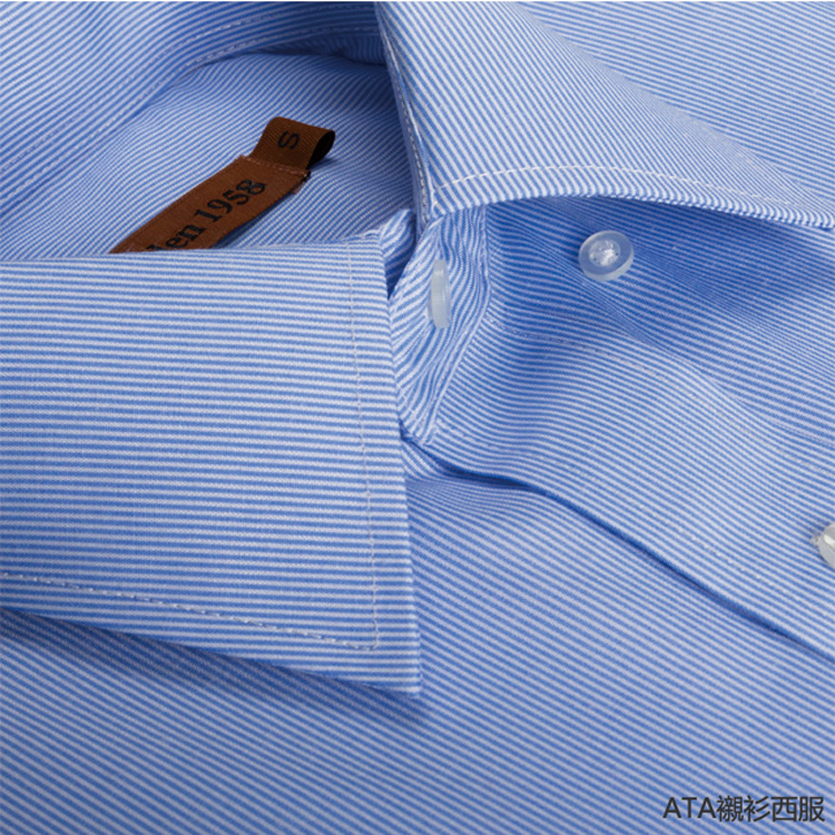 韓版防皺 藍色直紋