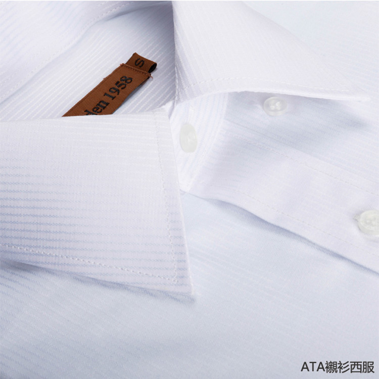 韓版防皺 白色細直紋