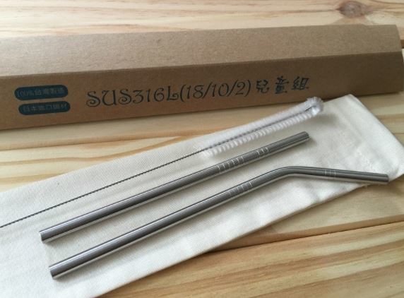 台灣QC -醫療級SUS316 不鏽鋼吸管-(C)直細(C)彎組 環保吸管 兒童吸管