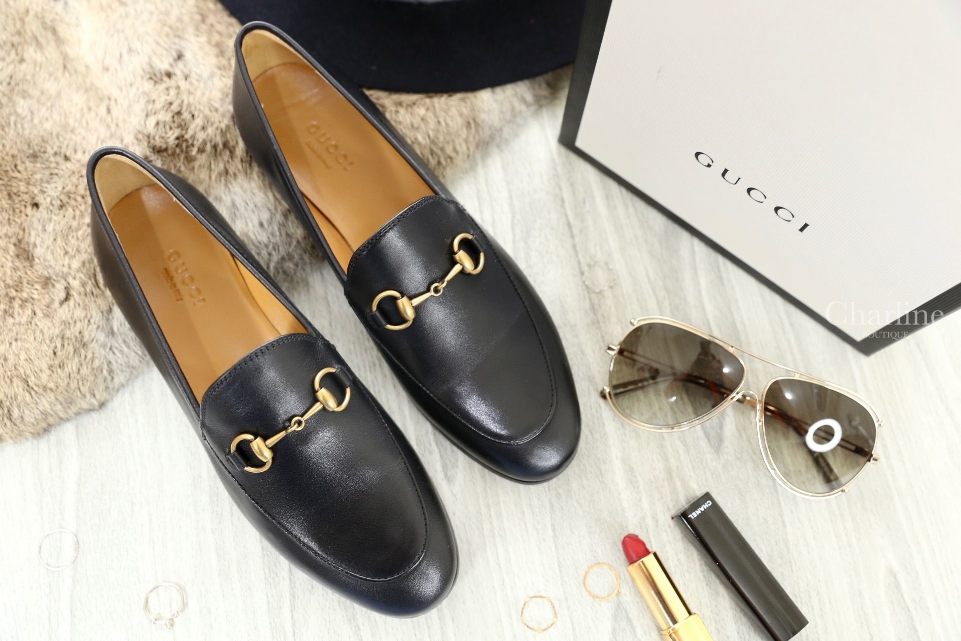 Gucci Jordaan Leather Loafer 黑色小牛皮休閒鞋