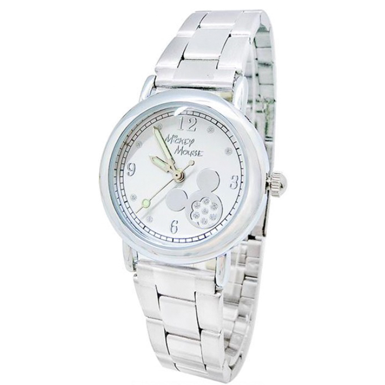 【迪士尼】鋼帶手錶-白色簡約米奇