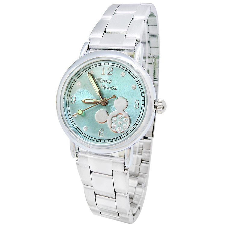 【迪士尼】鋼帶手錶-雅致藍簡約米奇