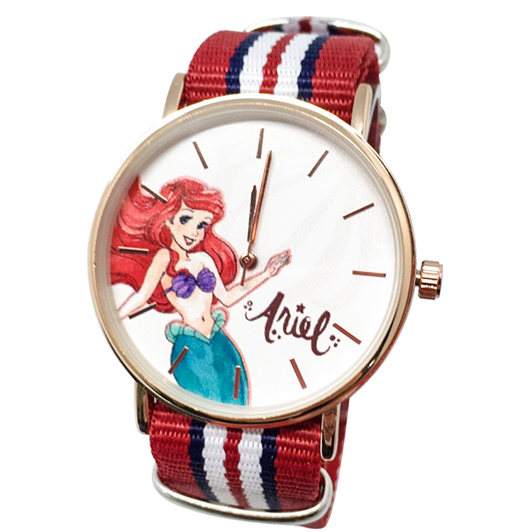 【迪士尼】超薄玫瑰金手錶-美人魚公主